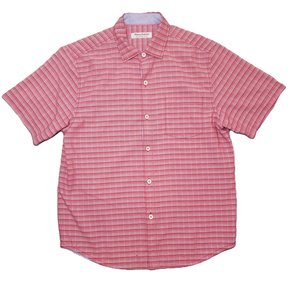 Tommy Bahama Coconut Point Shirt Mens M Pink Striped IslandZone Summer Casual 79